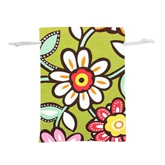 Flowers Fabrics Floral Lightweight Drawstring Pouch (l) by Vaneshart