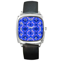 Seamless Fractal Blue Square Metal Watch by Vaneshart