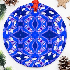 Seamless Fractal Blue Round Filigree Ornament (two Sides) by Vaneshart