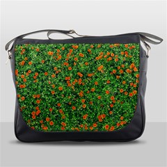 Carnations Flowers Seamless Messenger Bag by Vaneshart