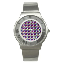 Thursday Pattern  Blue Stainless Steel Watch by snowwhitegirl