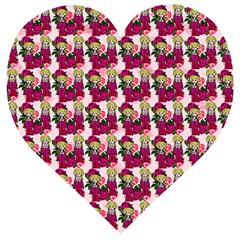 Thurs Pattern  Pink Wooden Puzzle Heart by snowwhitegirl