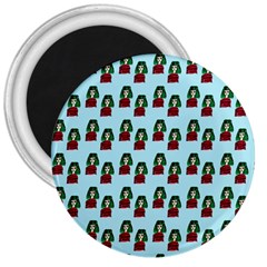 Girl With Green Hair Pattern 3  Magnets by snowwhitegirl