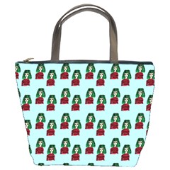 Girl With Green Hair Pattern Bucket Bag by snowwhitegirl