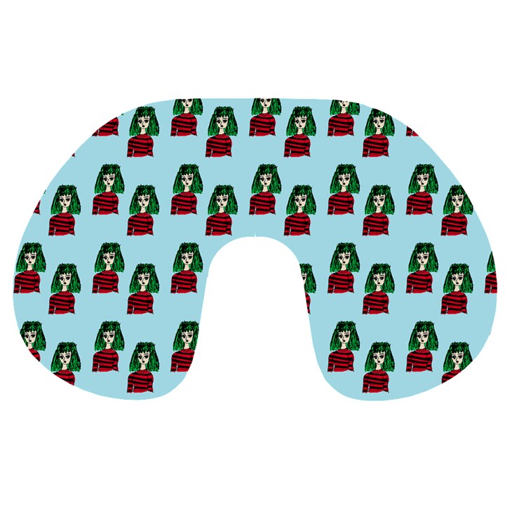 Girl With Green Hair Pattern Travel Neck Pillow