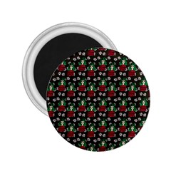 Girl With Green Hair Pattern Brown Floral 2 25  Magnets by snowwhitegirl