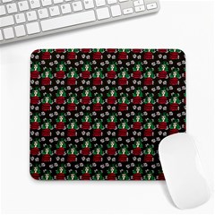 Girl With Green Hair Pattern Brown Floral Large Mousepads by snowwhitegirl