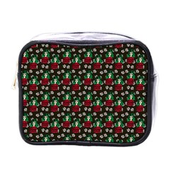 Girl With Green Hair Pattern Brown Floral Mini Toiletries Bag (one Side) by snowwhitegirl