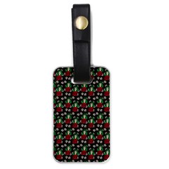 Girl With Green Hair Pattern Brown Floral Luggage Tag (one Side) by snowwhitegirl