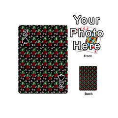 Girl With Green Hair Pattern Brown Floral Playing Cards 54 Designs (mini) by snowwhitegirl