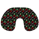 Girl With Green Hair Pattern Brown Floral Travel Neck Pillow Front