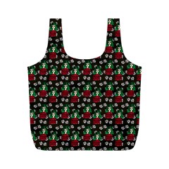 Girl With Green Hair Pattern Brown Floral Full Print Recycle Bag (m) by snowwhitegirl