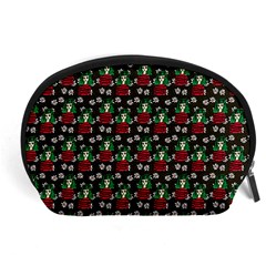 Girl With Green Hair Pattern Brown Floral Accessory Pouch (large) by snowwhitegirl