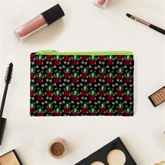 Girl With Green Hair Pattern Brown Floral Cosmetic Bag (xs) by snowwhitegirl