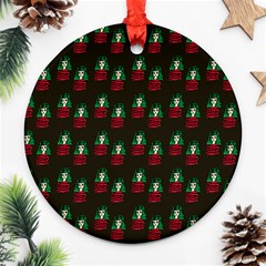 Girl With Green Hair Pattern Brown Ornament (round) by snowwhitegirl