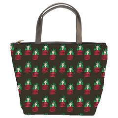 Girl With Green Hair Pattern Brown Bucket Bag by snowwhitegirl