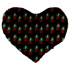 Girl With Green Hair Pattern Brown Large 19  Premium Heart Shape Cushions by snowwhitegirl