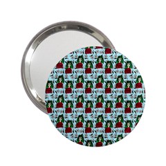 Girl With Green Hair Pattern Blue Floral 2 25  Handbag Mirrors by snowwhitegirl