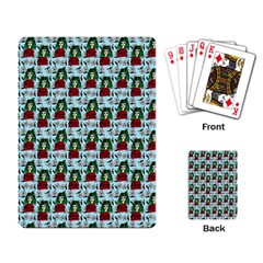 Girl With Green Hair Pattern Blue Floral Playing Cards Single Design (rectangle) by snowwhitegirl