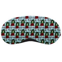 Girl With Green Hair Pattern Blue Floral Sleeping Mask by snowwhitegirl