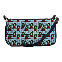 Girl With Green Hair Pattern Blue Floral Shoulder Clutch Bag by snowwhitegirl