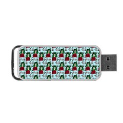 Girl With Green Hair Pattern Blue Floral Portable Usb Flash (one Side) by snowwhitegirl