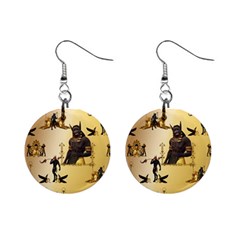 Anubis The Egyptian God Pattern Mini Button Earrings by FantasyWorld7