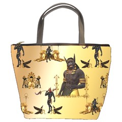 Anubis The Egyptian God Pattern Bucket Bag by FantasyWorld7