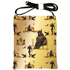 Anubis The Egyptian God Pattern Shoulder Sling Bag by FantasyWorld7