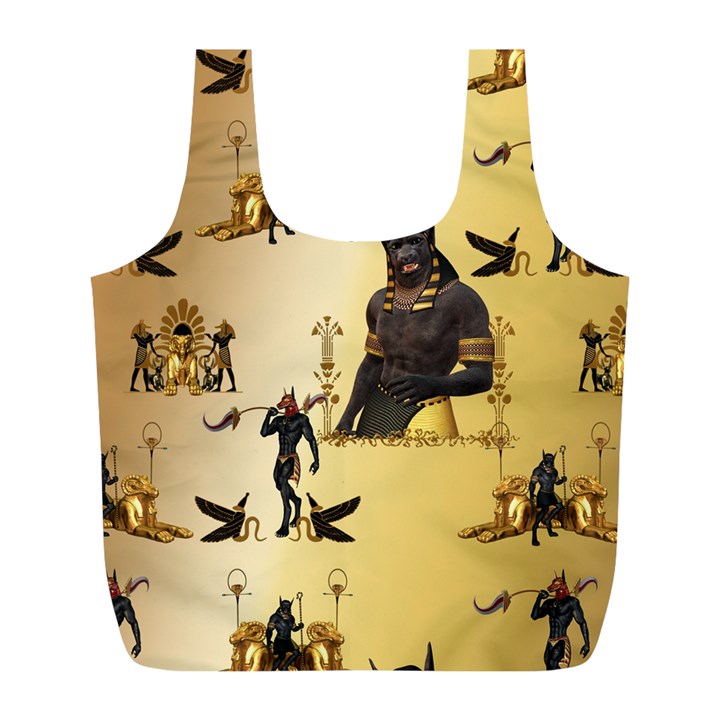 Anubis The Egyptian God Pattern Full Print Recycle Bag (L)