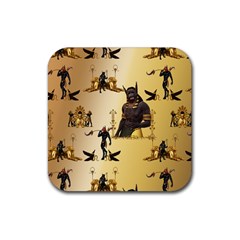 Anubis The Egyptian God Pattern Rubber Coaster (square)  by FantasyWorld7