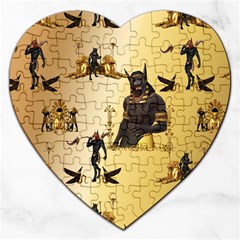 Anubis The Egyptian God Pattern Jigsaw Puzzle (heart) by FantasyWorld7