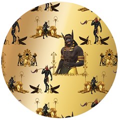 Anubis The Egyptian God Pattern Wooden Bottle Opener (round) by FantasyWorld7