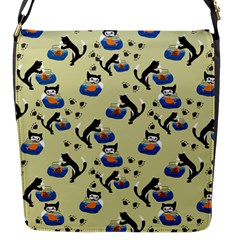 Cat And Fishbowl Flap Closure Messenger Bag (s) by bloomingvinedesign