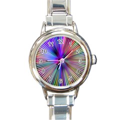 Rays Colorful Laser Ray Light Round Italian Charm Watch by Bajindul