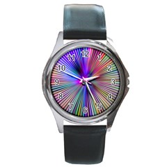 Rays Colorful Laser Ray Light Round Metal Watch by Bajindul