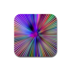 Rays Colorful Laser Ray Light Rubber Square Coaster (4 Pack)  by Bajindul