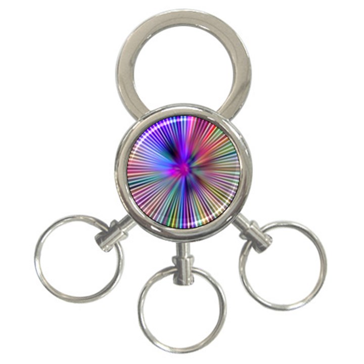 Rays Colorful Laser Ray Light 3-Ring Key Chain