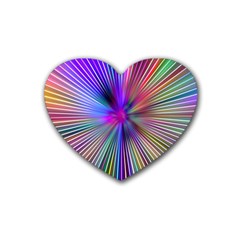 Rays Colorful Laser Ray Light Rubber Coaster (heart)  by Bajindul