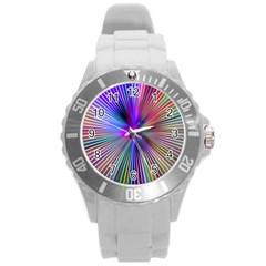 Rays Colorful Laser Ray Light Round Plastic Sport Watch (l) by Bajindul