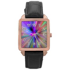 Rays Colorful Laser Ray Light Rose Gold Leather Watch  by Bajindul