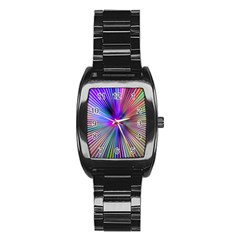 Rays Colorful Laser Ray Light Stainless Steel Barrel Watch by Bajindul