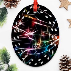 Lights Star Sky Graphic Night Oval Filigree Ornament (two Sides)