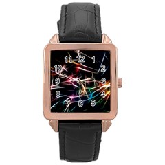 Lights Star Sky Graphic Night Rose Gold Leather Watch  by HermanTelo