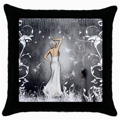 Wonderful Fairy With Butterflies And Dragonfly Throw Pillow Case (black) by FantasyWorld7