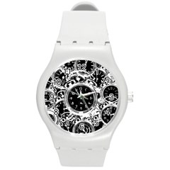 Clock Face 5 Round Plastic Sport Watch (m)