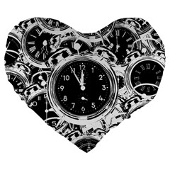 Clock Face 5 Large 19  Premium Flano Heart Shape Cushions