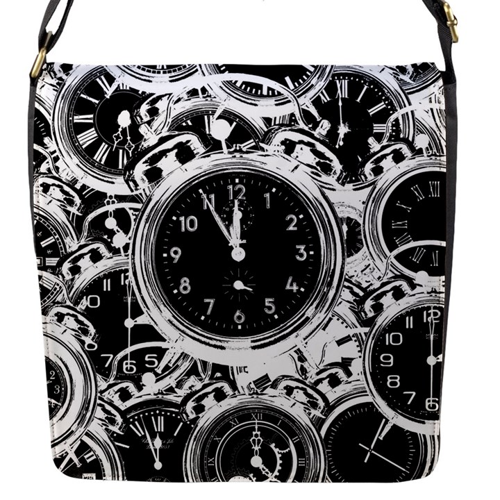 Clock Face 5 Flap Closure Messenger Bag (S)