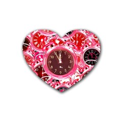 Clock Face 4 Rubber Coaster (Heart) 