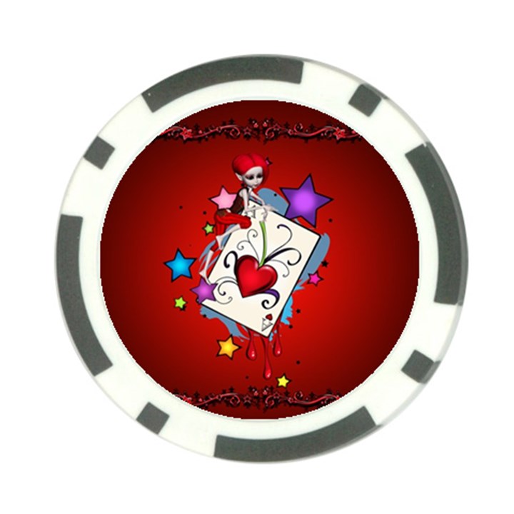 The Red Card Heart A With Fairy Poker Chip Card Guard